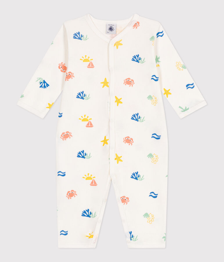Pyjama b&eacute;b&eacute; en coton sans pieds imprim&eacute; blanc MARSHMALLOW/blanc MULTICO