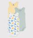 Lot de 3 bodies phosphorescents sans manches en coton