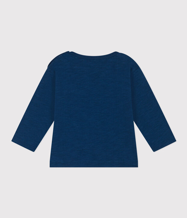 Tee-shirt manches longues en jersey flamm&eacute; b&eacute;b&eacute; bleu