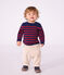 Pull marin b&eacute;b&eacute; en laine et coton &agrave; rayures bleu/rouge