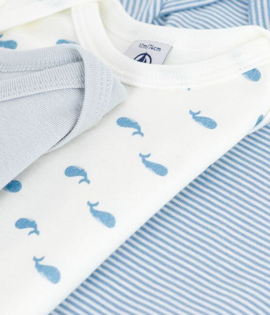 Lot de bodies manches longues en coton imprimé baleines bébé variante 1