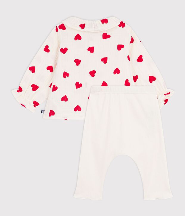 Ensemble 2 pi&egrave;ces long b&eacute;b&eacute; en coton, blouse imprim&eacute;e et legging multicouleur