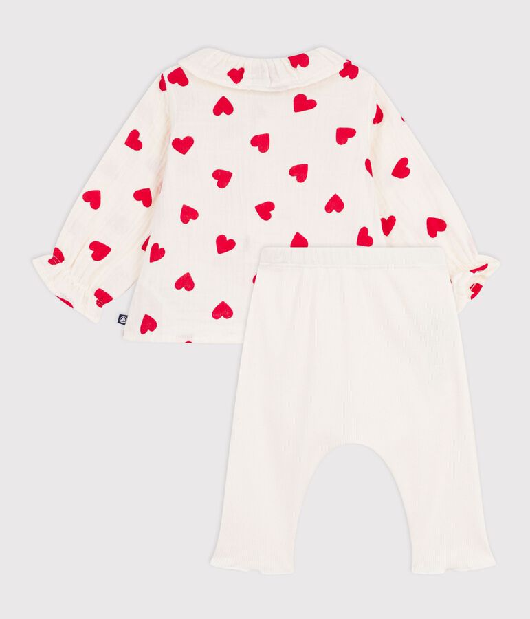 Ensemble 2 pi&egrave;ces long b&eacute;b&eacute; en coton, blouse imprim&eacute;e et legging multicouleur