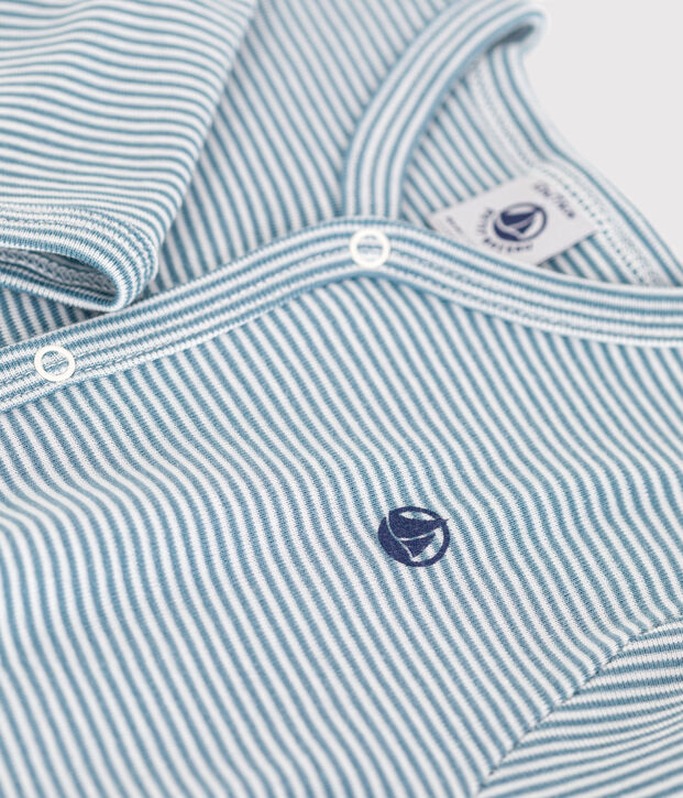 Pyjama imprim&eacute; en coton b&eacute;b&eacute; bleu/blanc