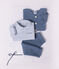 Cardigan b&eacute;b&eacute; tricot point mousse en coton uni bleu
