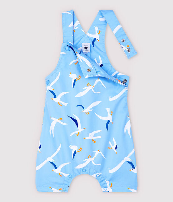 Salopette courte en serge craquante bébé garçon bleu JASMIN/blanc MULTICO