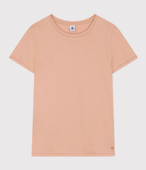 Tee-shirt LE DROIT col rond en coton Femme beige VINTAGE