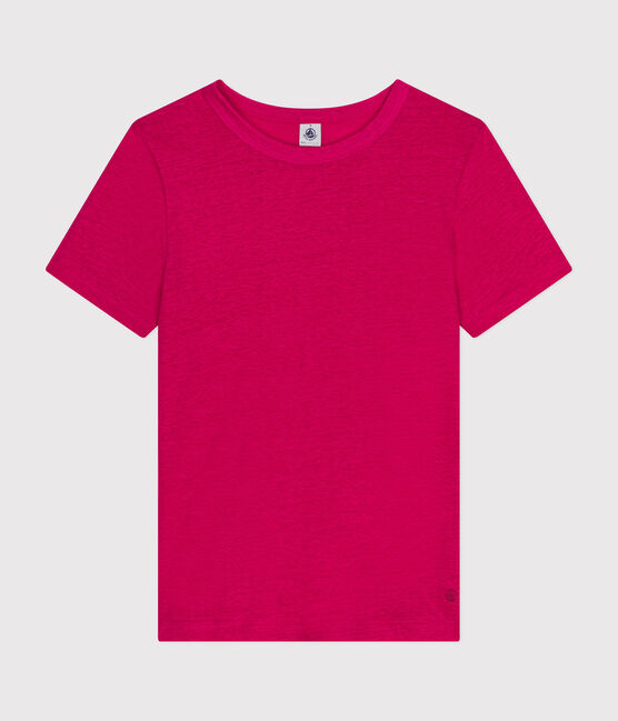 Tee-shirt l'Iconique en lin femme rose DELHI