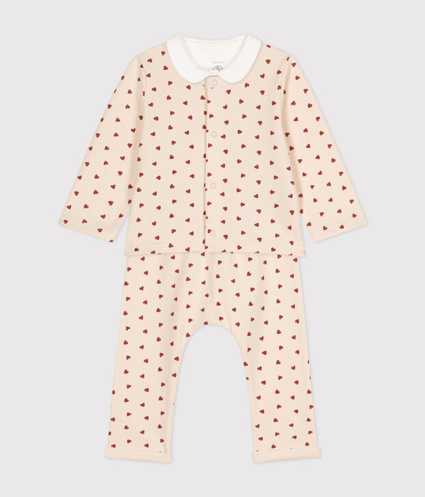 Ensemble 3 pi&egrave;ces en molleton l&eacute;ger b&eacute;b&eacute; &eacute;cru/marron