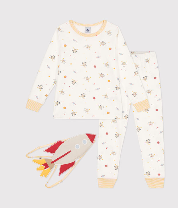 Pyjama d&eacute;guisement en coton imprim&eacute; espace enfant blanc/multicouleur