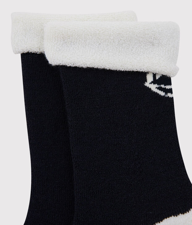 Chaussettes chaudes fille-gar&ccedil;on bleu marine