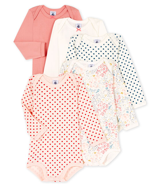 Lot de 5 bodies manches longues bébé fille variante 1