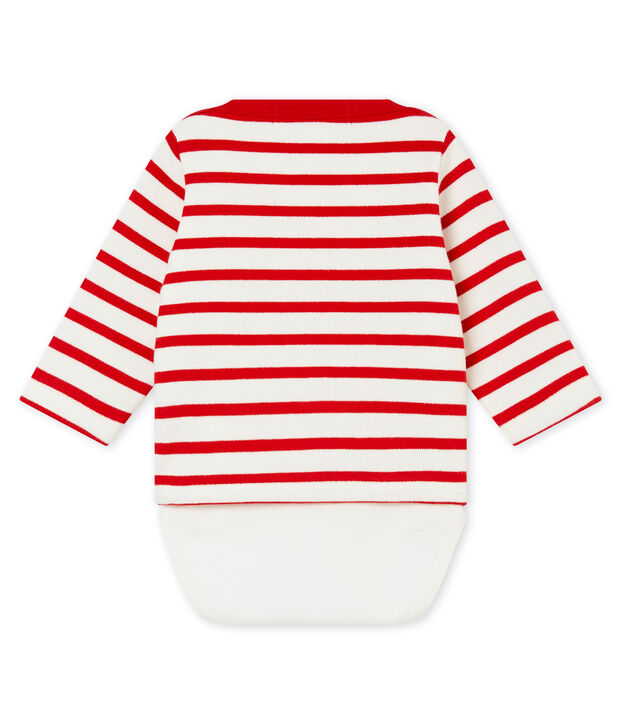 Body marini&egrave;re iconique b&eacute;b&eacute; gar&ccedil;on blanc/rouge