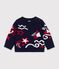 Pull b&eacute;b&eacute; en laine et coton &agrave; motifs jacquard bleu/multicouleur