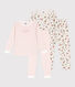 Lot de 2 pyjamas fleur et rayé petite fille en coton