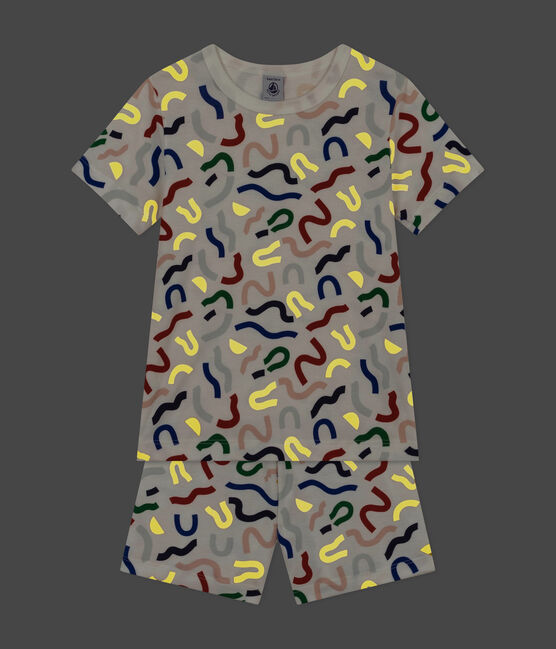 Pyjama short imprimé phosphorescent en coton enfant blanc MARSHMALLOW/blanc MULTICO