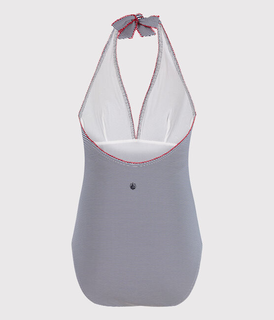 Maillot de bain une pièce femme à rayures bleu MEDIEVAL/blanc MARSHMALLOW