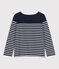 Marinière femme en coton manches longues bleu SMOKING/blanc MARSHMALLOW