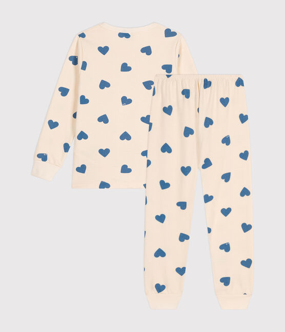 Pyjama en molleton gratté imprimé cœurs enfant bleu AVALANCHE/ BEACH