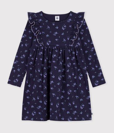 Robe enfant en coton manches longues à fleurs