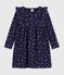 Robe enfant en coton manches longues &agrave; fleurs bleu/multicouleur