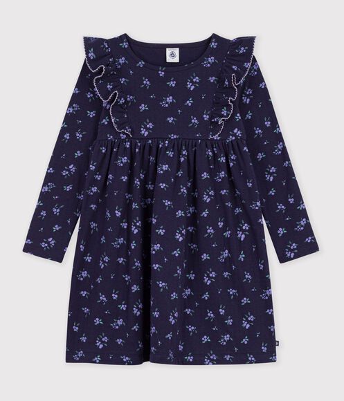 ROBE ENFANT EN COTON MANCHES LONGUES À FLEURS