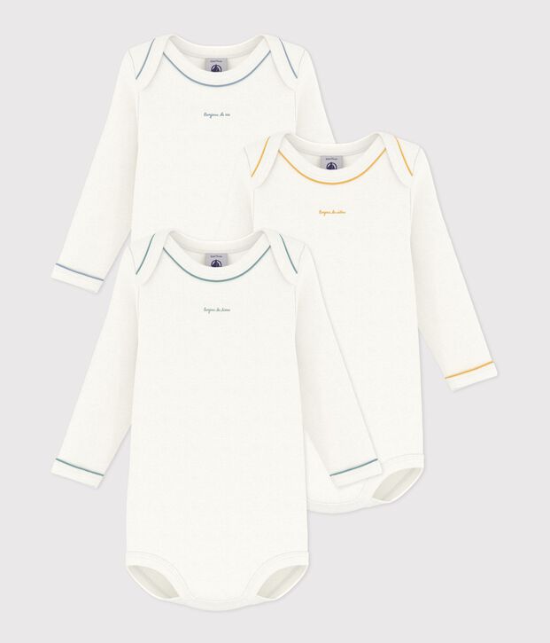 Lot de bodies manches longues en coton uni b&eacute;b&eacute; multicouleur
