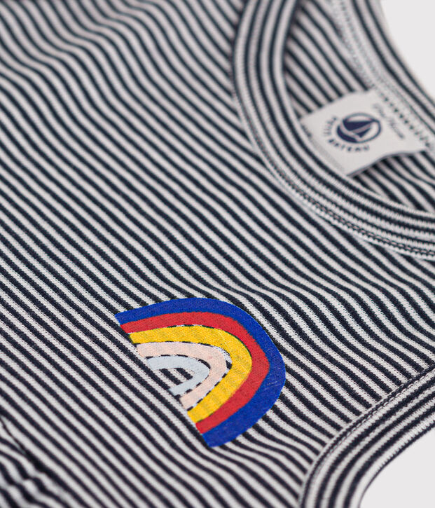 Robe sans manche en coton ray&eacute; b&eacute;b&eacute; bleu/blanc