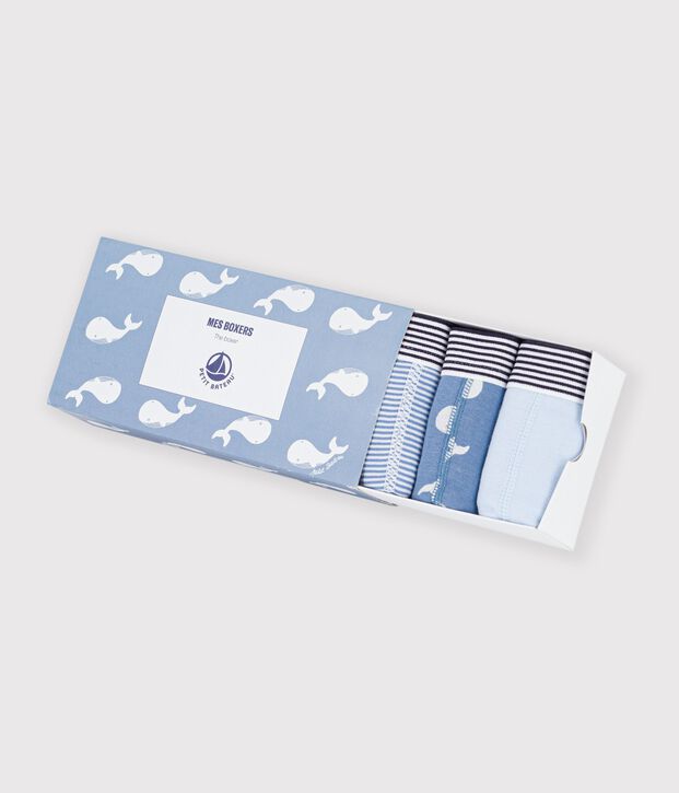 Lot de boxers enfant en coton imprim&eacute; baleines multicouleur