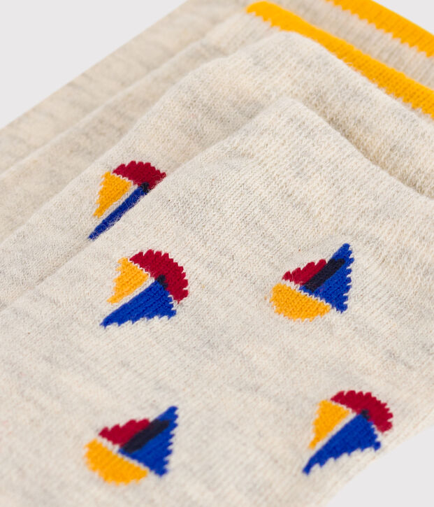 2 paires de chaussettes enfant en coton imprim&eacute; bateaux multicouleur