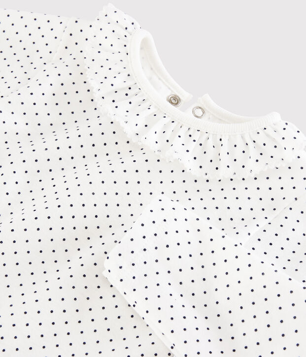 Body manches longues b&eacute;b&eacute; fille blanc/bleu