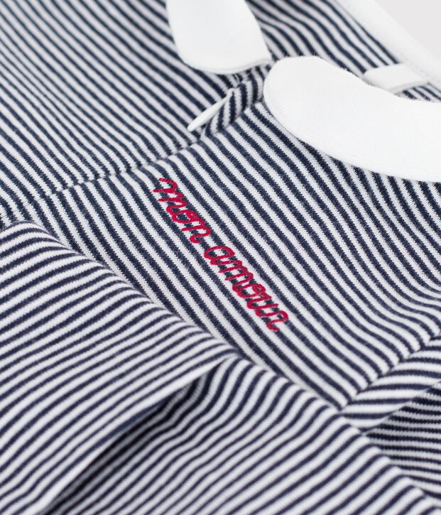 Pyjama b&eacute;b&eacute; en coton imprim&eacute; &agrave; rayures bleu/blanc