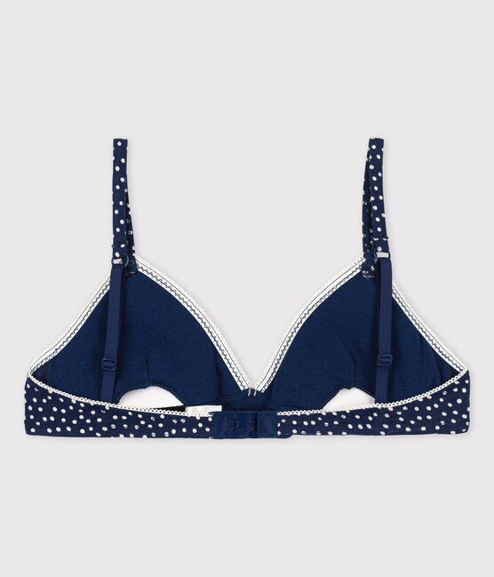 Soutien-gorge paddé pois fille en coton et élasthanne bleu MEDIEVAL/blanc MARSHMALLOW