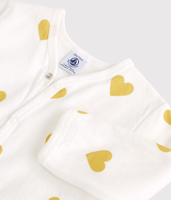 Dors-bien bébé cœurs jaunes en coton biologique blanc MARSHMALLOW/jaune OCRE