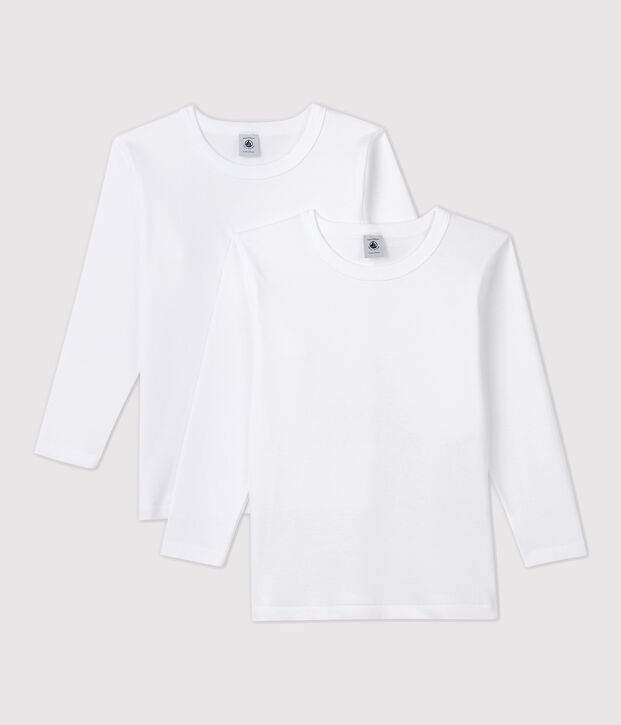 Lots de 2 tee-shirts manches longues blancs petit gar&ccedil;on multicouleur