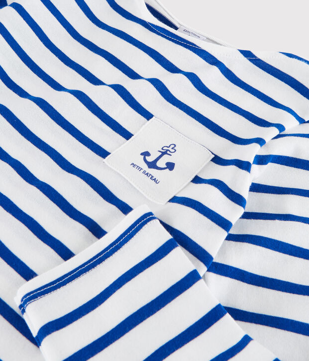 T-shirt marini&egrave;re fille et gar&ccedil;on blanc/bleu