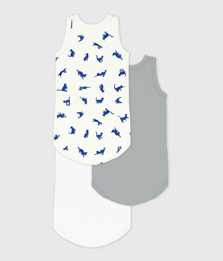 Lot de bodies sans manches en coton imprim&eacute; chat b&eacute;b&eacute; variante 1