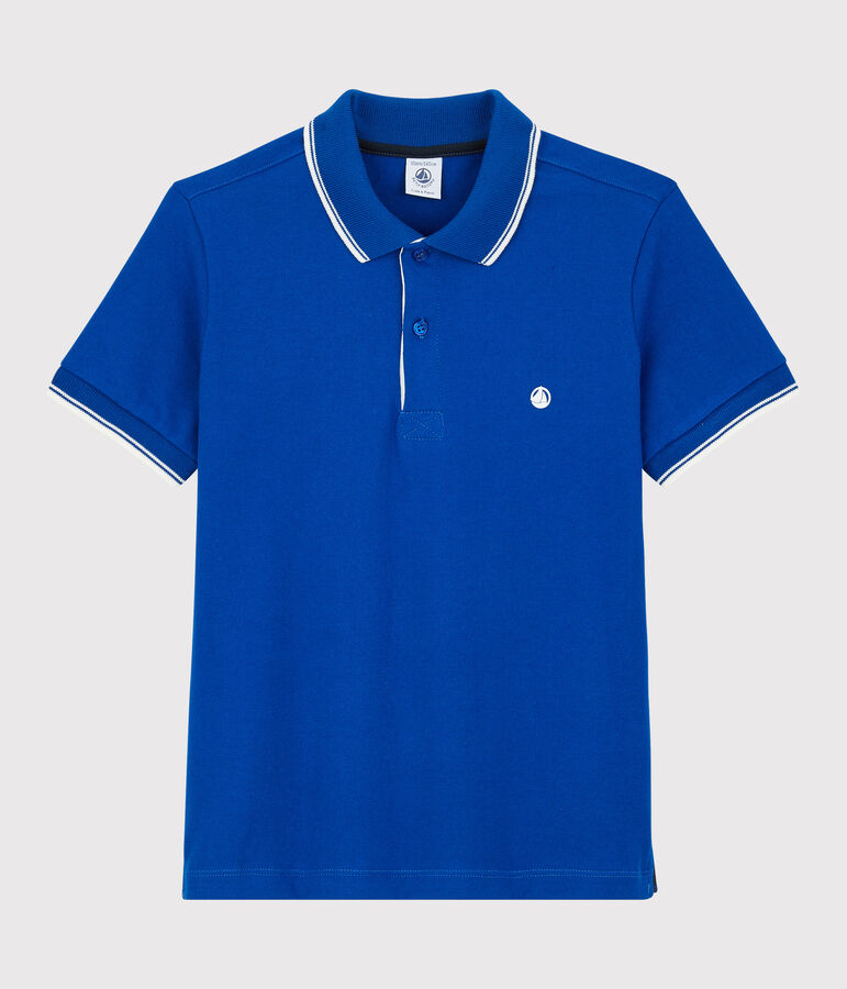 Polo manches courtes enfant gar&ccedil;on bleu SURF