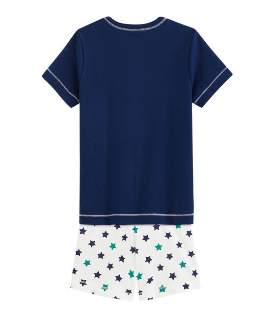 Pyjacourt petit garçon en lin/coton bleu MEDIEVAL/blanc MULTICO