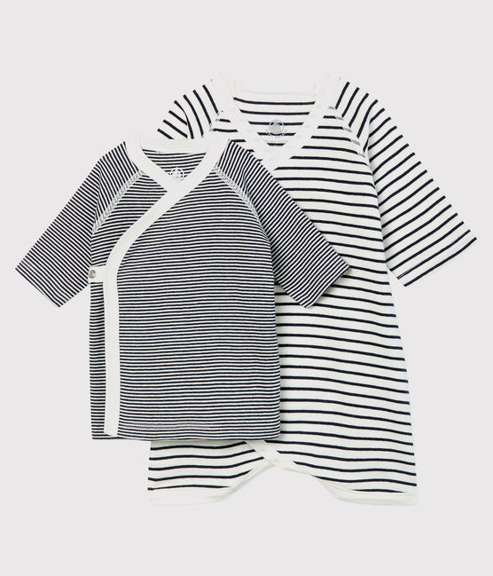 Lot body kimono et brassière à rayures bébé en coton biologique variante 1