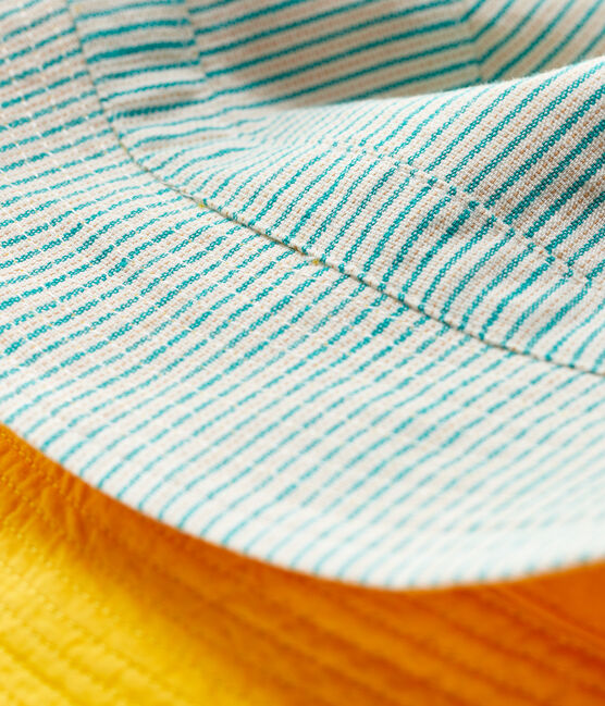 Capeline reversible bébé fille vert GAZON/écru MULTICO