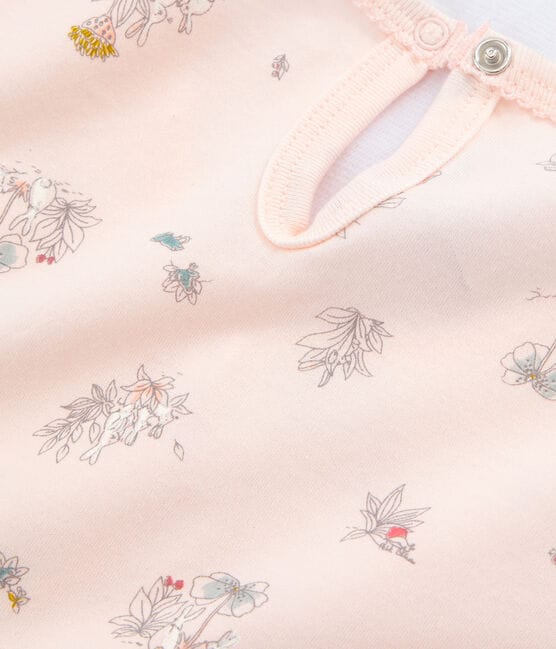Chemise de nuit petite fille en coton fin rose FLEUR/blanc MULTICO