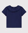 Blouse manches courtes bébé en jersey flammé bleu CHALOUPE