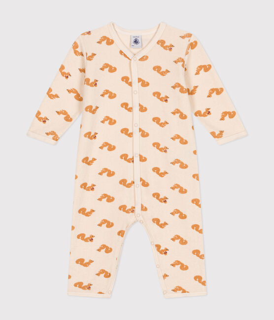Pyjama sans pieds en bouclette éponge imprimée écureuil bébé blanc AVALANCHE/ MULTICO