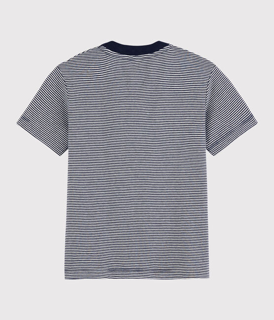 Tee-shirt manches courtes en coton enfant garçon bleu SMOKING/blanc MARSHMALLOW