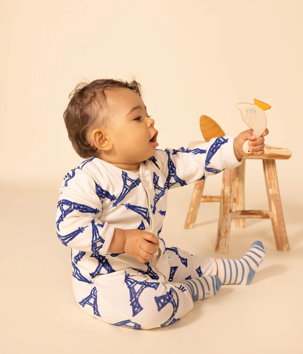 Pyjama b&eacute;b&eacute; Paris en coton &eacute;cru/multicouleur