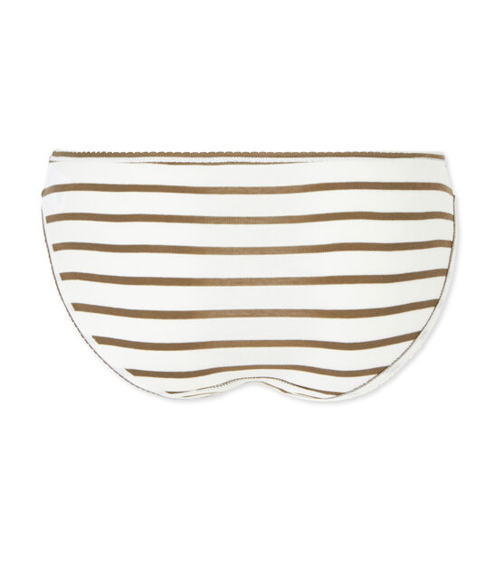 Culotte femme en coton à rayures blanc LAIT/vert LITOP
