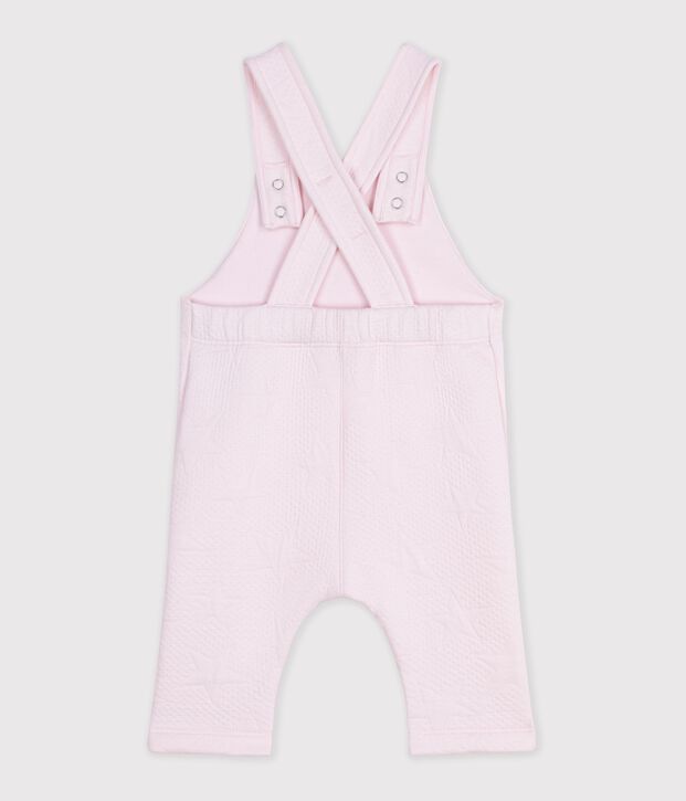Salopette b&eacute;b&eacute; en coton &eacute;pais &agrave; motifs &eacute;toiles rose clair