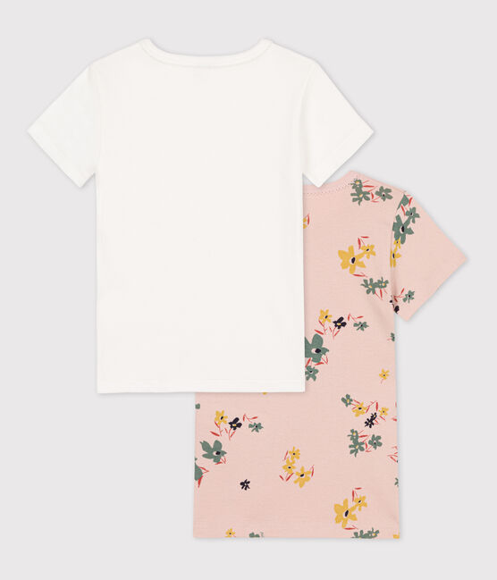 Lot de 2 tee-shirts manches courtes fleur petite fille en coton variante 1