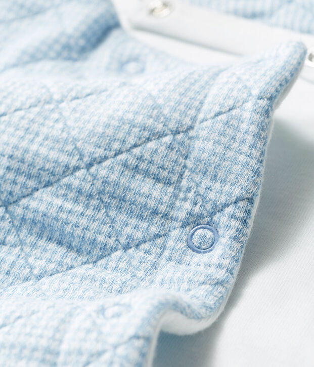 Combinaison longue b&eacute;b&eacute; en tubique matelass&eacute; bleu/blanc